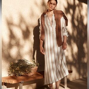 Haven Well Within Organic Cotton Gauze Stripe Maxi Dress Size Large NWT